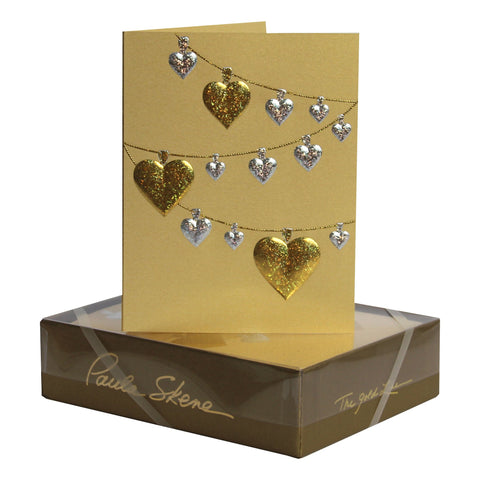 Heart Garland on Gold - Anniversary Greeting Card