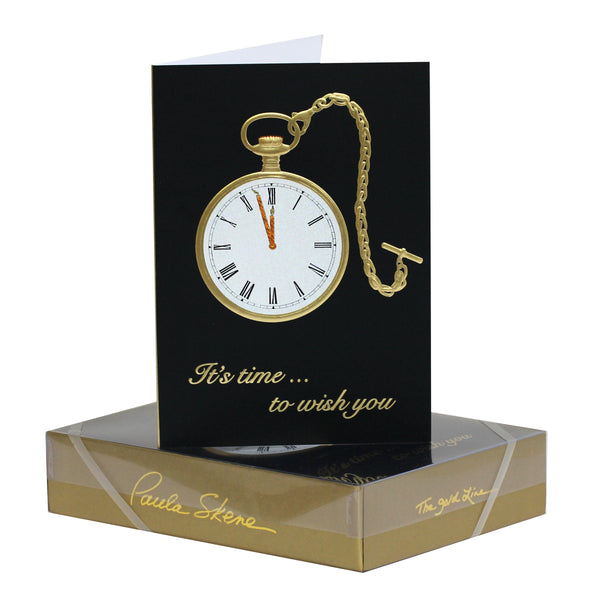 Pocket Watch on Black - Happy New Year